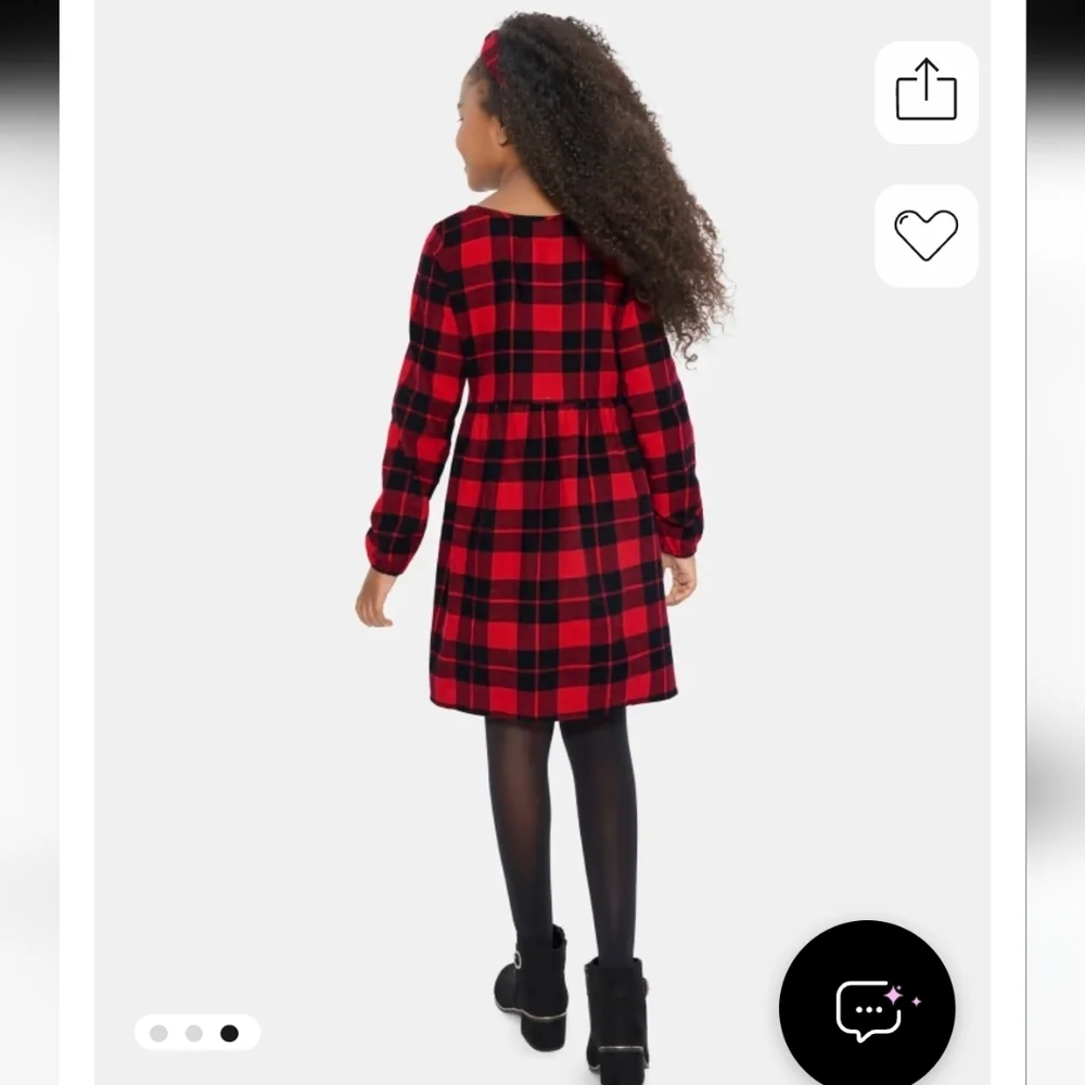 The Children's Place Red & Black Buffalo Plaid Flannel Shirt Dress Size XL